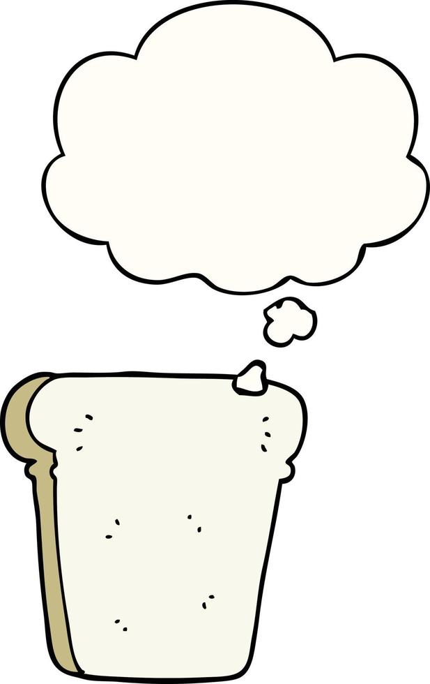 cartoon slice of bread and thought bubble vector