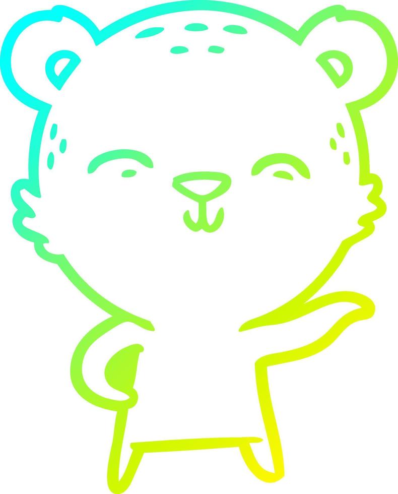 cold gradient line drawing happy cartoon bear vector