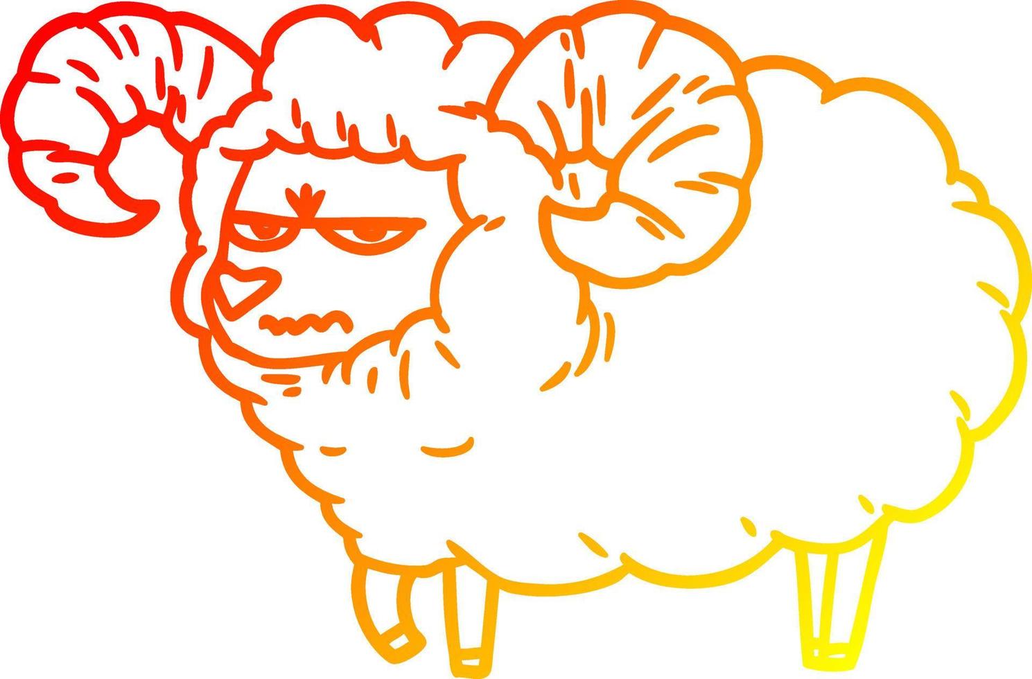 warm gradient line drawing cartoon angry ram vector