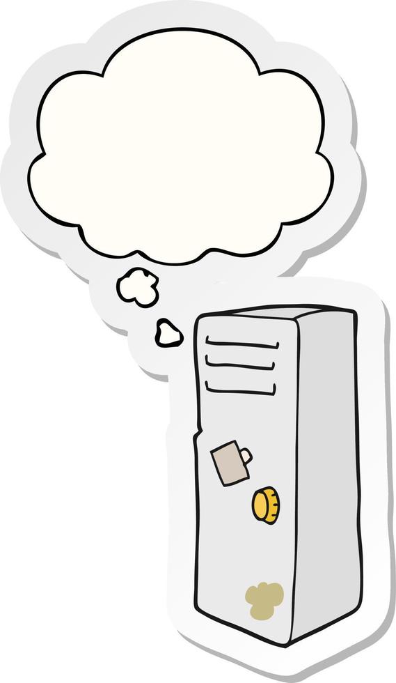 cartoon locker and thought bubble as a printed sticker vector