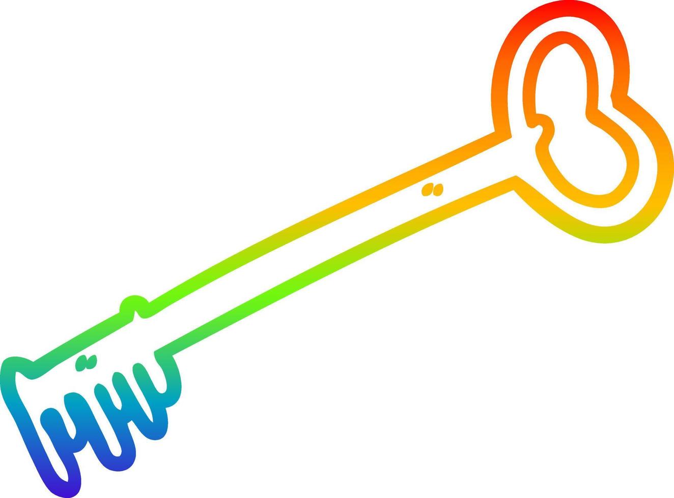 rainbow gradient line drawing cartoon fancy old key vector