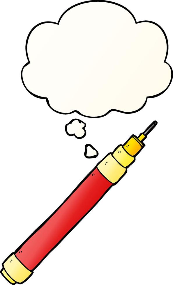 cartoon pen and thought bubble in smooth gradient style vector