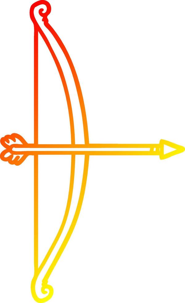 arco y flecha de dibujos animados de dibujo lineal de gradiente cálido vector