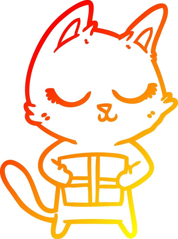 warm gradient line drawing calm cartoon cat vector