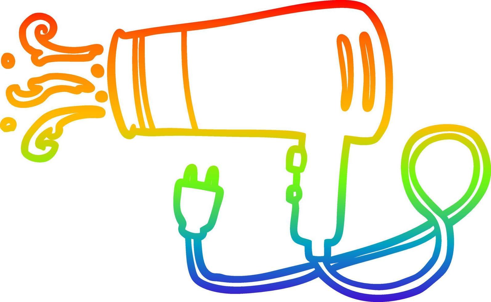 secador de pelo eléctrico de dibujo de línea de gradiente de arco iris vector