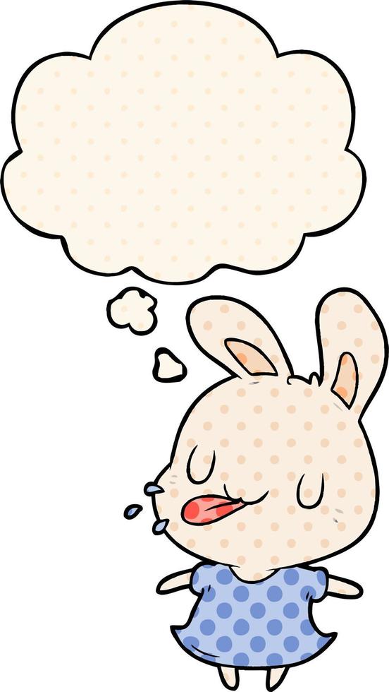 cartoon rabbit and thought bubble in comic book style vector