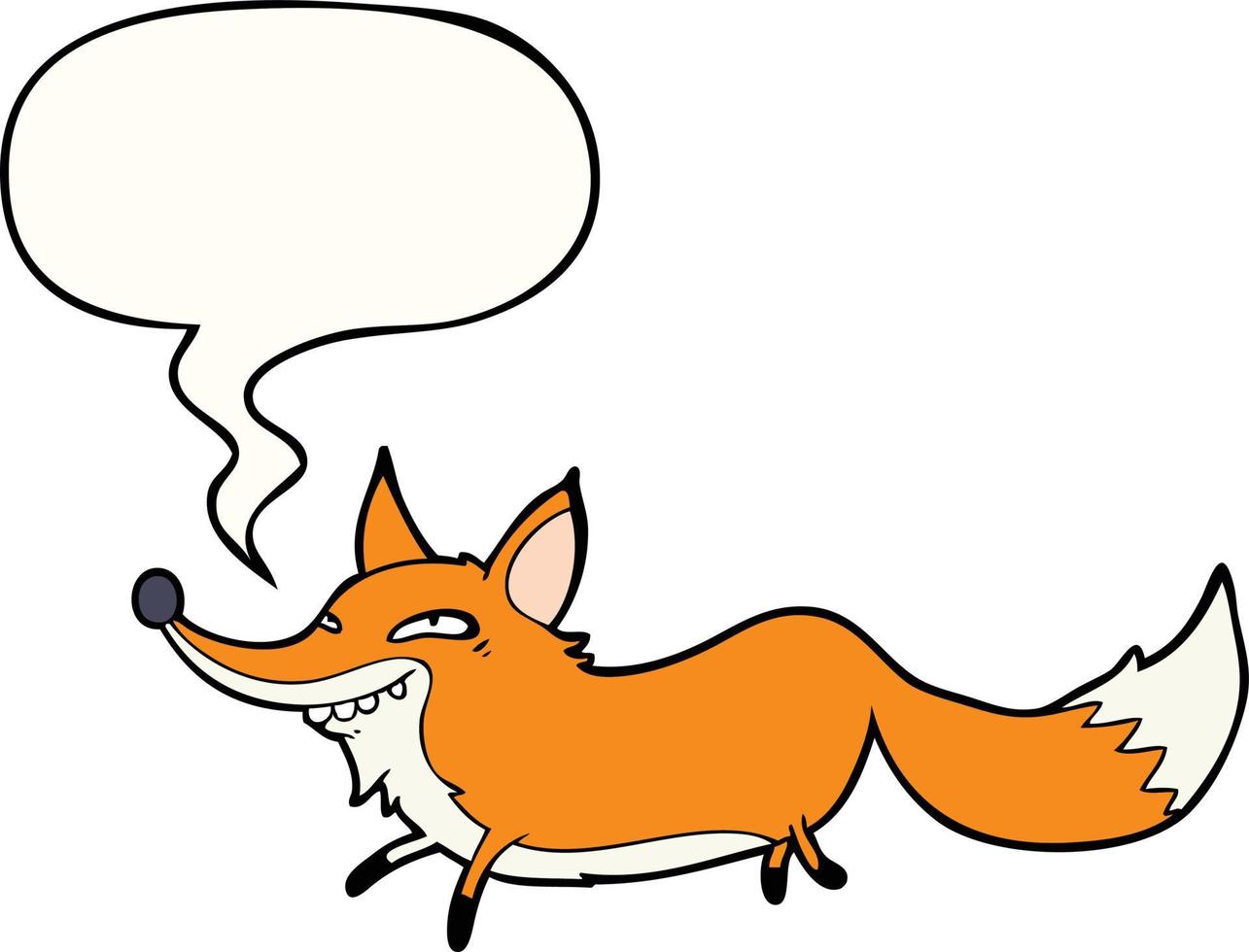 cute cartoon sly fox and speech bubble vector