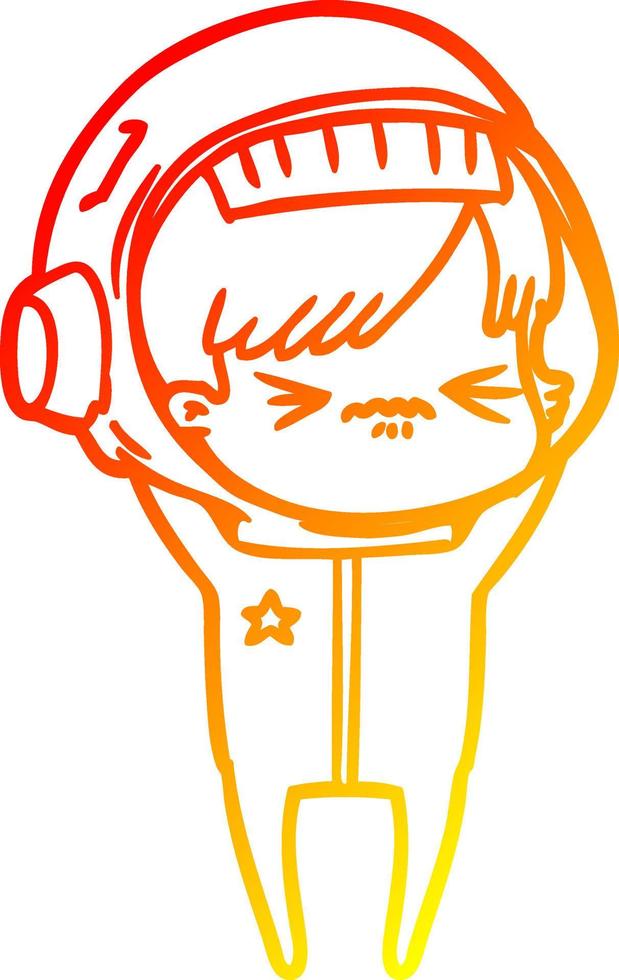 warm gradient line drawing angry cartoon space girl vector