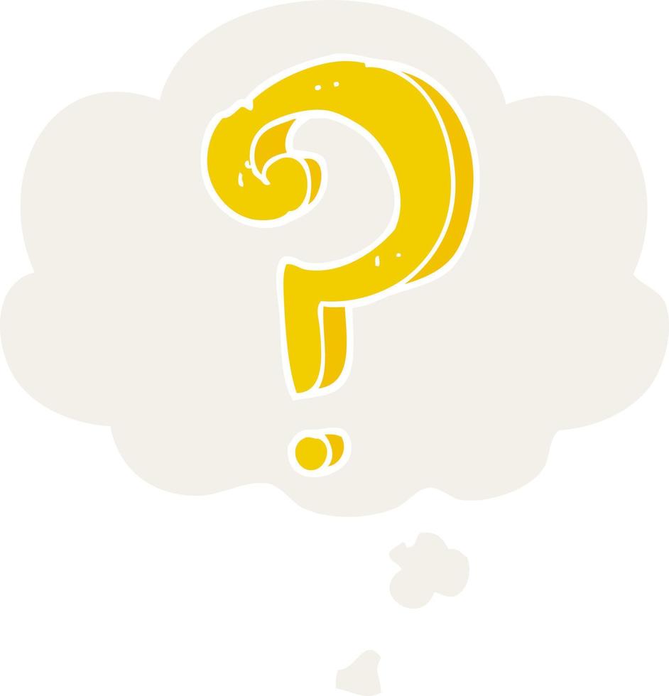 cartoon question mark and thought bubble in retro style vector