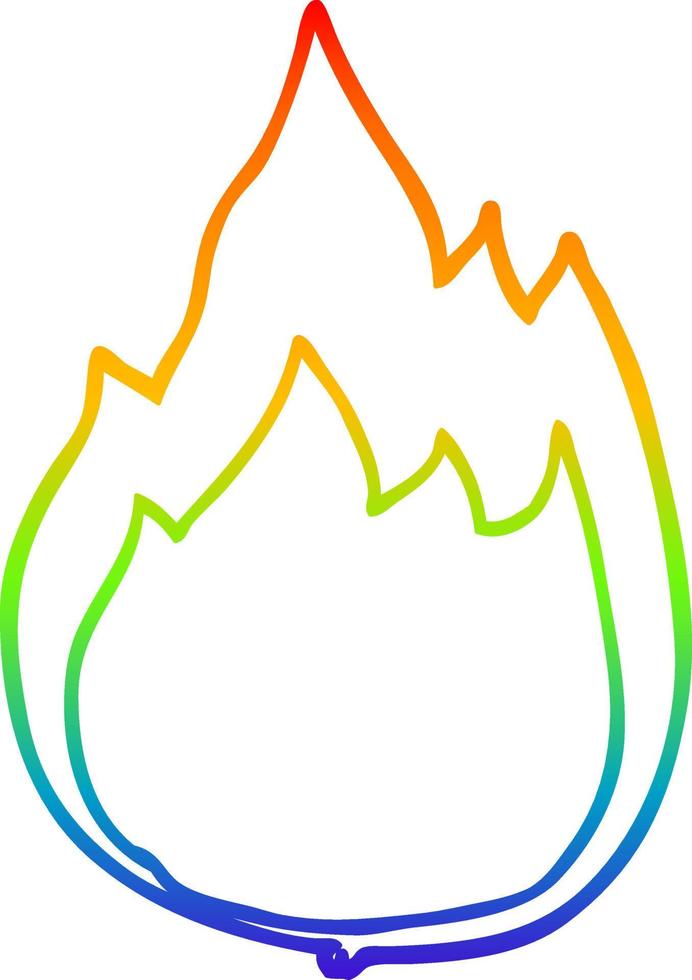 rainbow gradient line drawing cartoon fire vector