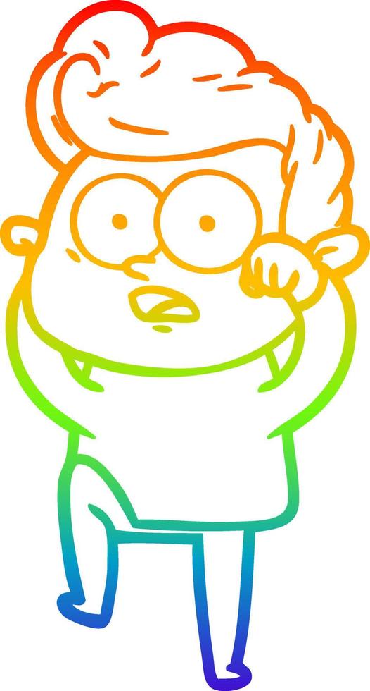 rainbow gradient line drawing cartoon staring man vector