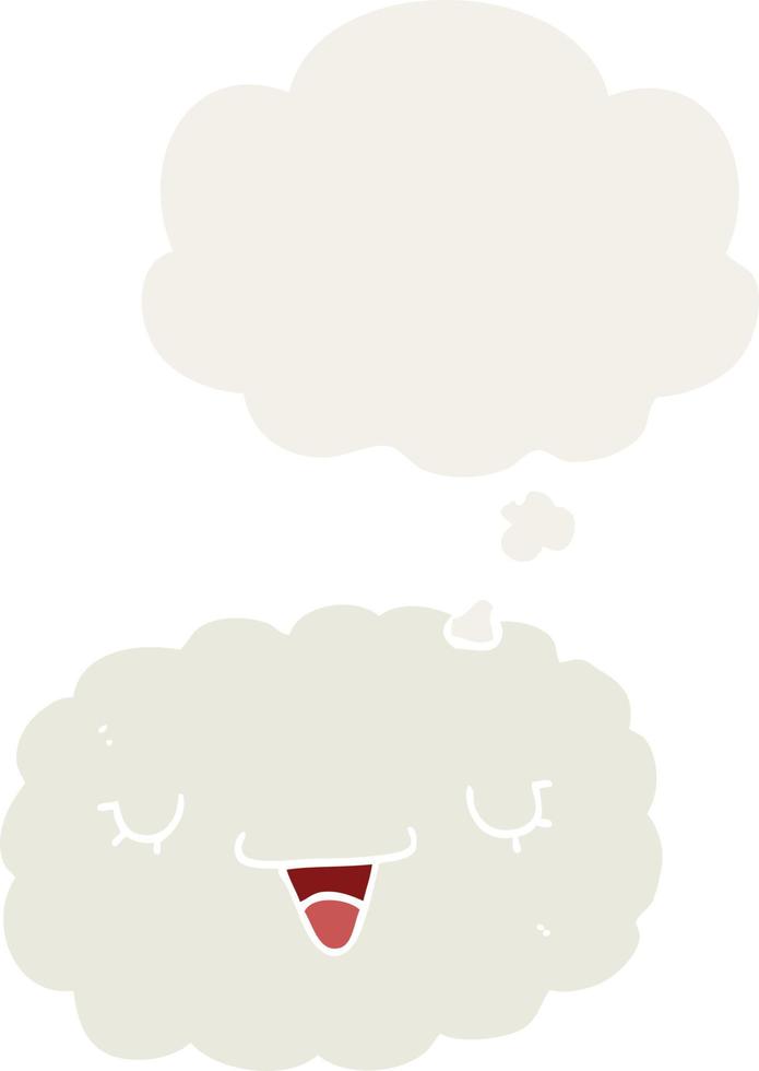 cartoon cloud and thought bubble in retro style vector