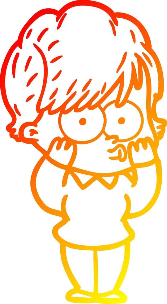 warm gradient line drawing cartoon woman vector