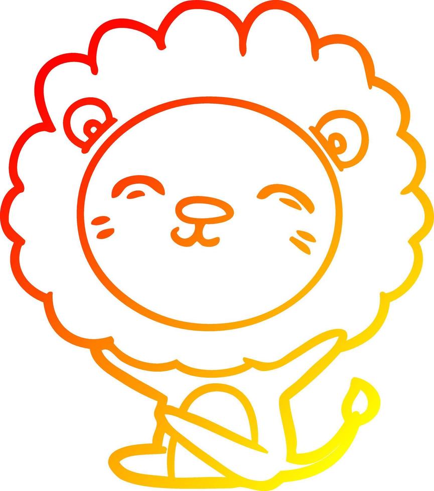 warm gradient line drawing cartoon lion vector