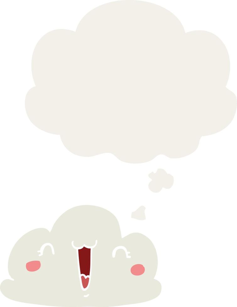 nube de dibujos animados y burbuja de pensamiento en estilo retro vector