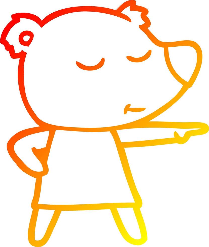 warm gradient line drawing cartoon polar bear wearing dress vector