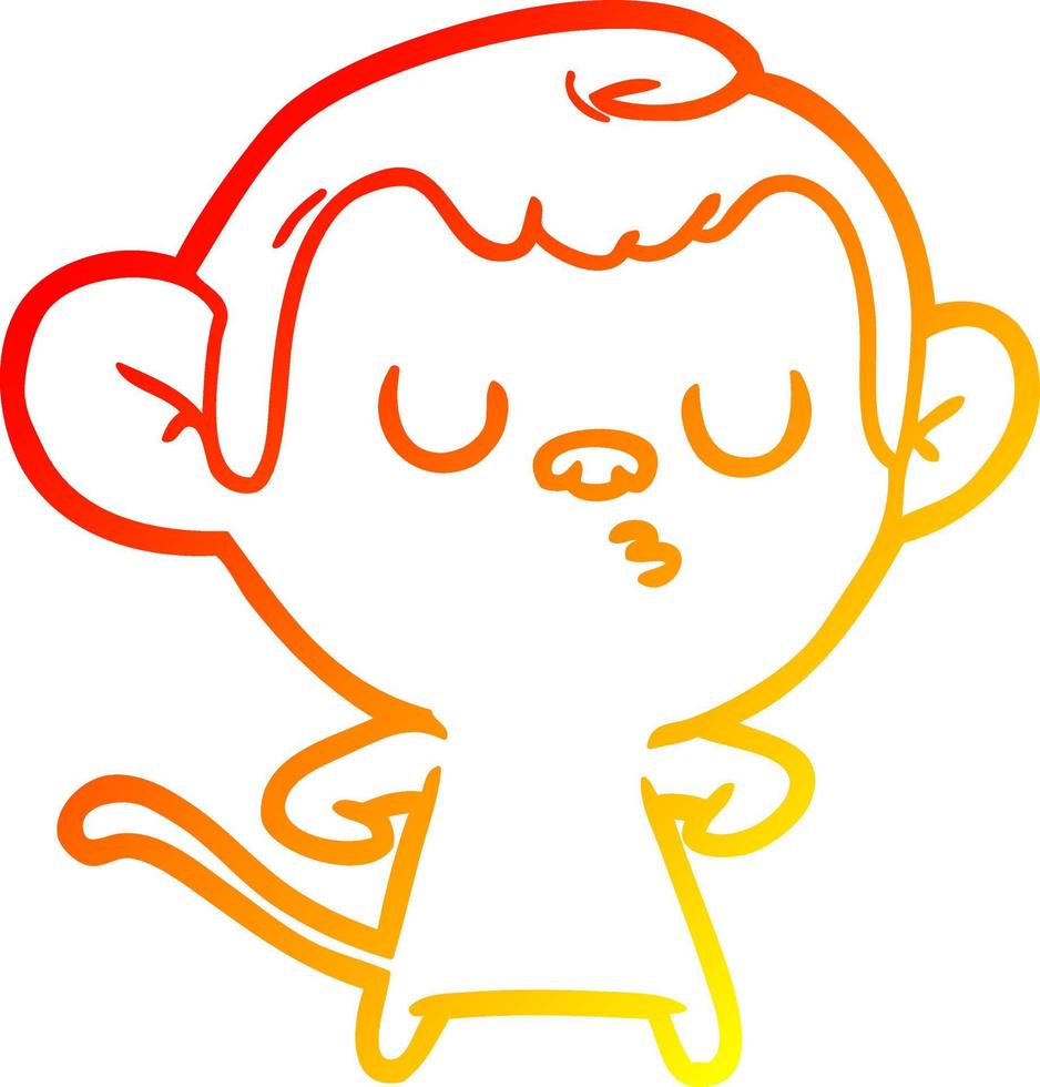 warm gradient line drawing cartoon monkey vector