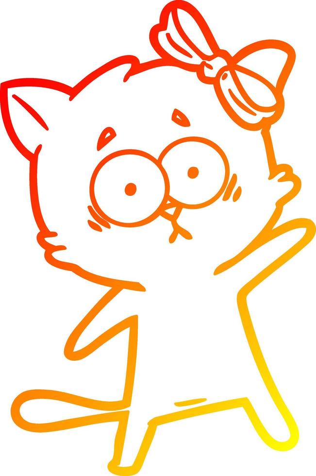warm gradient line drawing cartoon cat vector