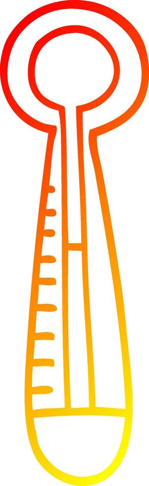 warm gradient line drawing cartoon hot thermometer vector