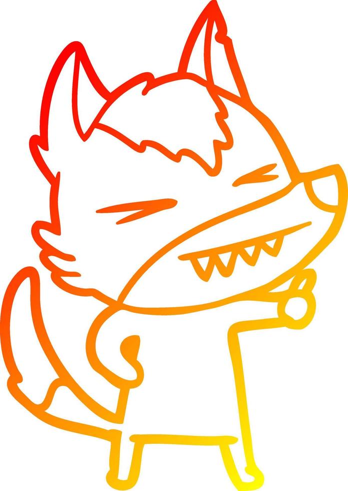 warm gradient line drawing angry wolf cartoon vector