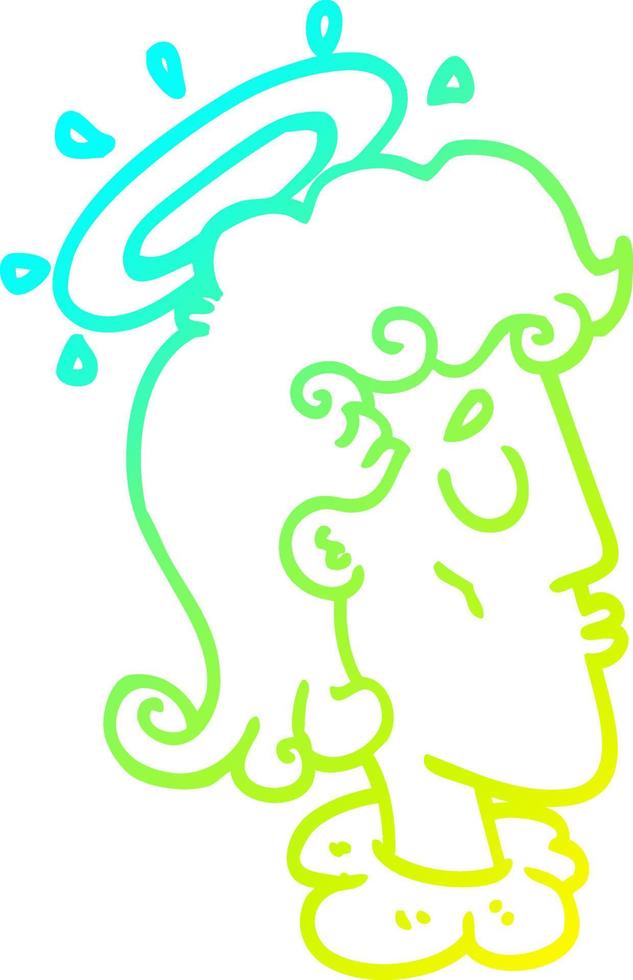 cold gradient line drawing cartoon angel face vector