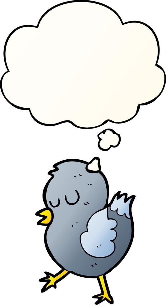 cartoon bird and thought bubble in smooth gradient style vector