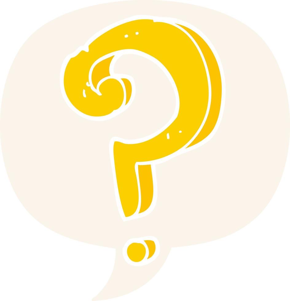 cartoon question mark and speech bubble in retro style vector