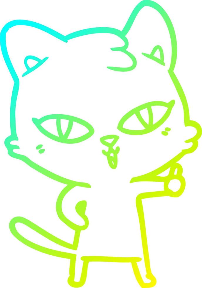 cold gradient line drawing cartoon cat vector