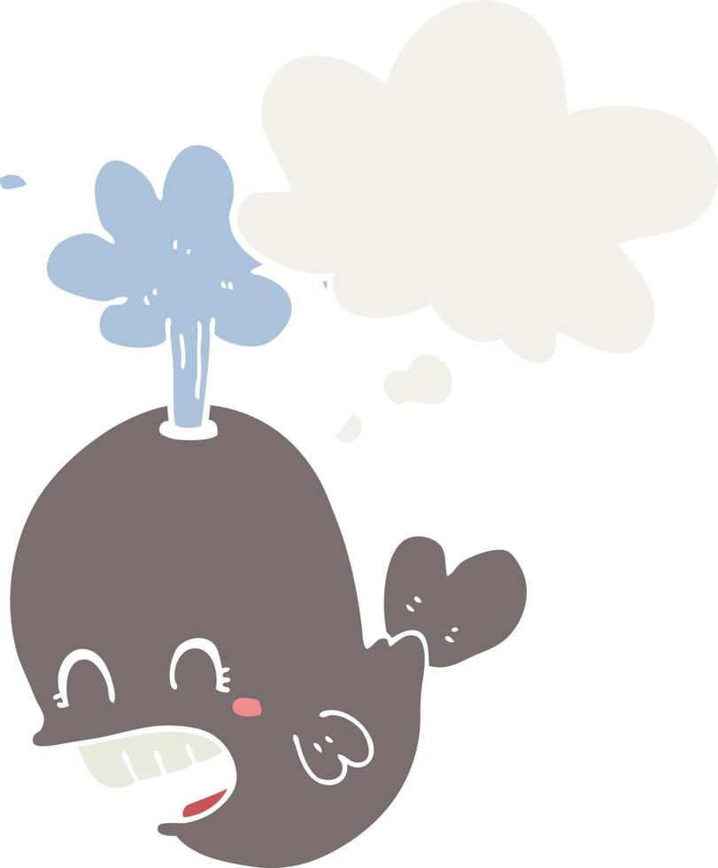 dibujos animados arrojando ballenas y burbujas de pensamiento en estilo retro vector