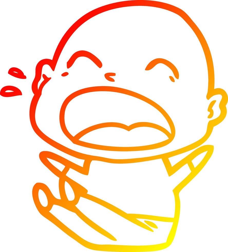 warm gradient line drawing cartoon shouting bald man vector