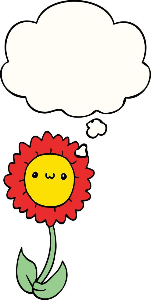 cartoon flower and thought bubble vector