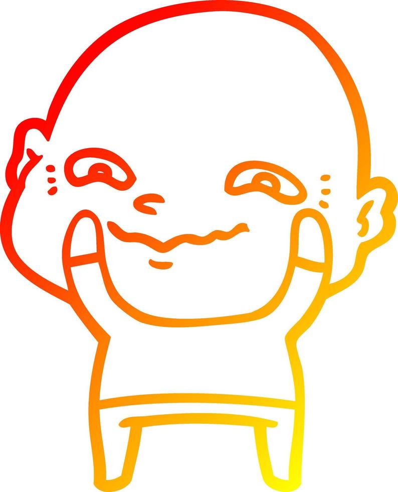 warm gradient line drawing cartoon creepy guy vector