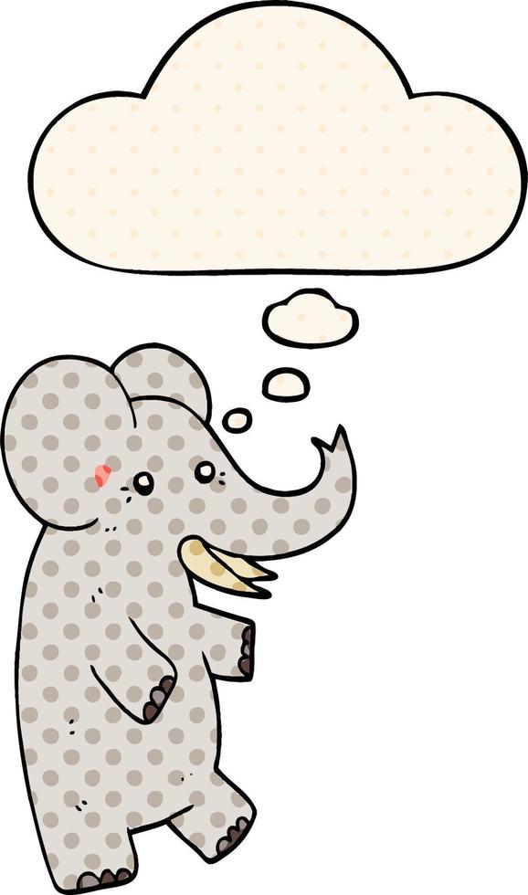cartoon elephant and thought bubble in comic book style vector