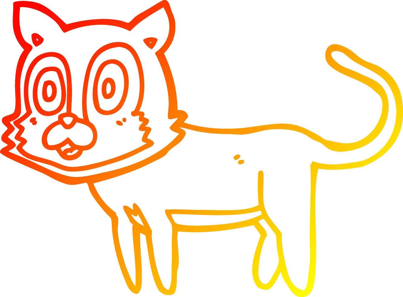 warm gradient line drawing happy cartoon cat vector