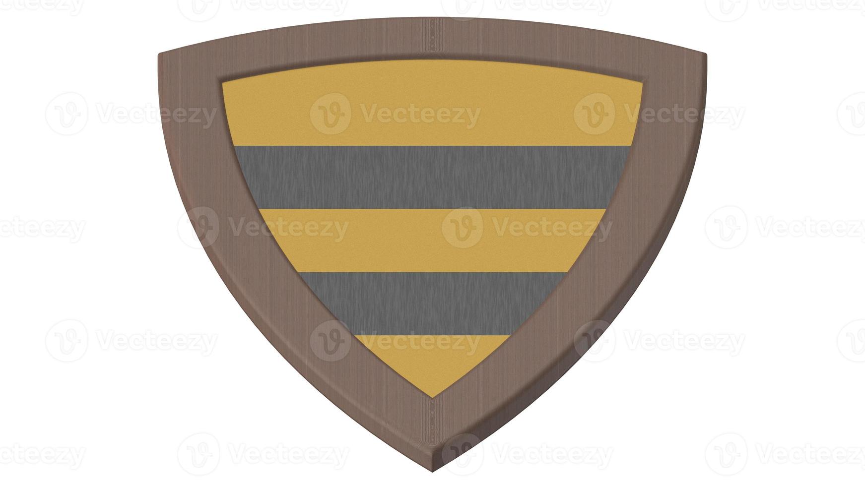 yellow wood shield medieval stripes 3d illustration render photo