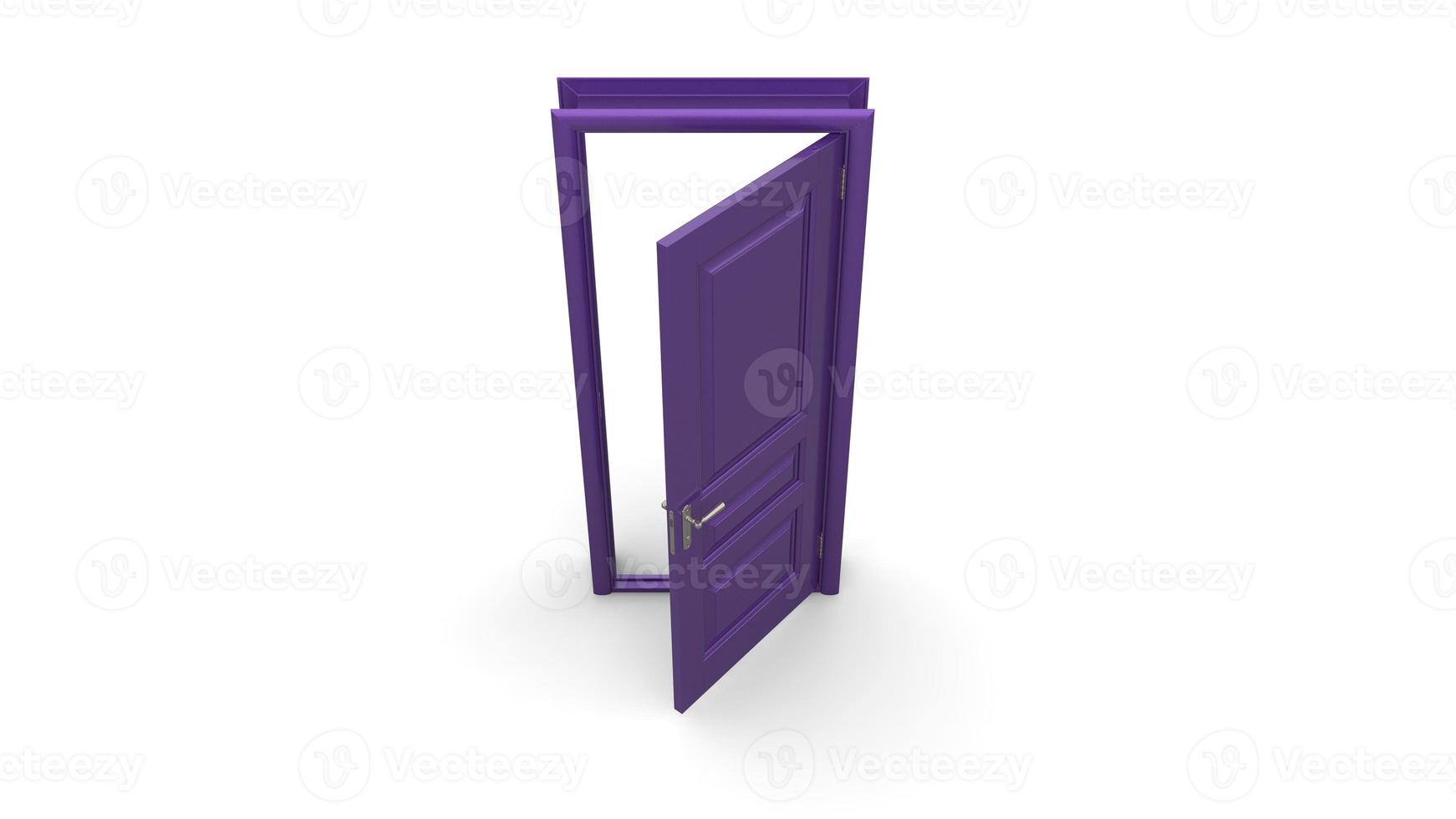 Creative illustration of open, closed door, entrance realistic doorway isolated on background 3d photo