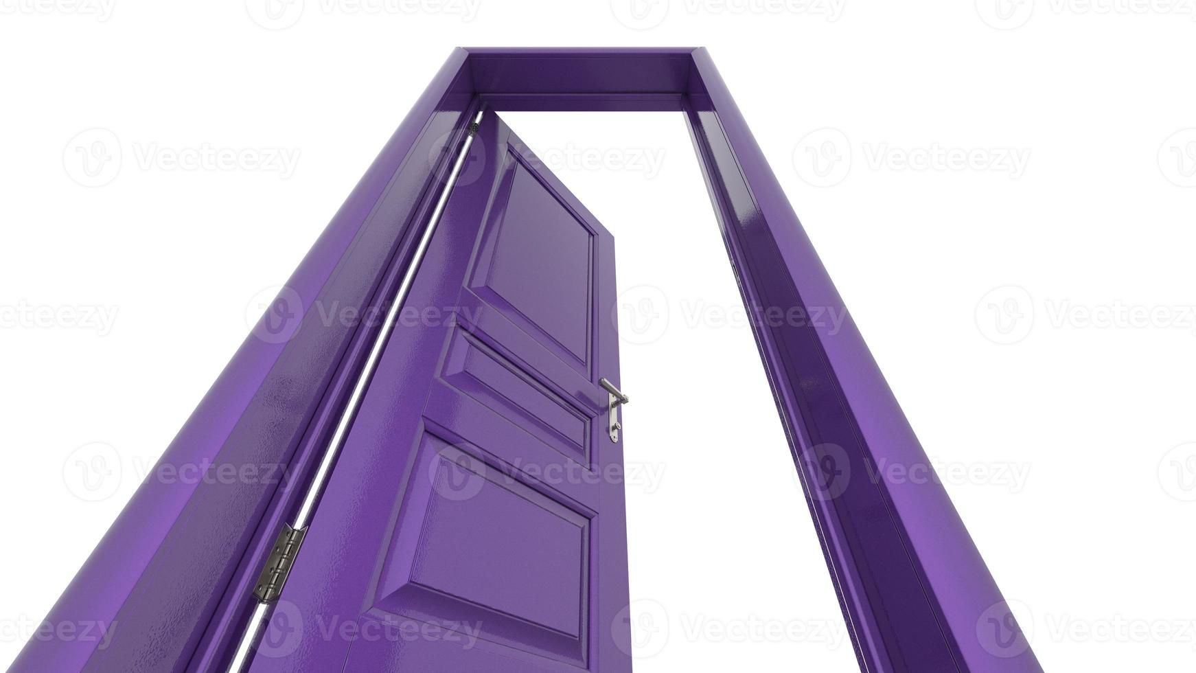 Creative illustration of open, closed door, entrance realistic doorway isolated on background 3d photo