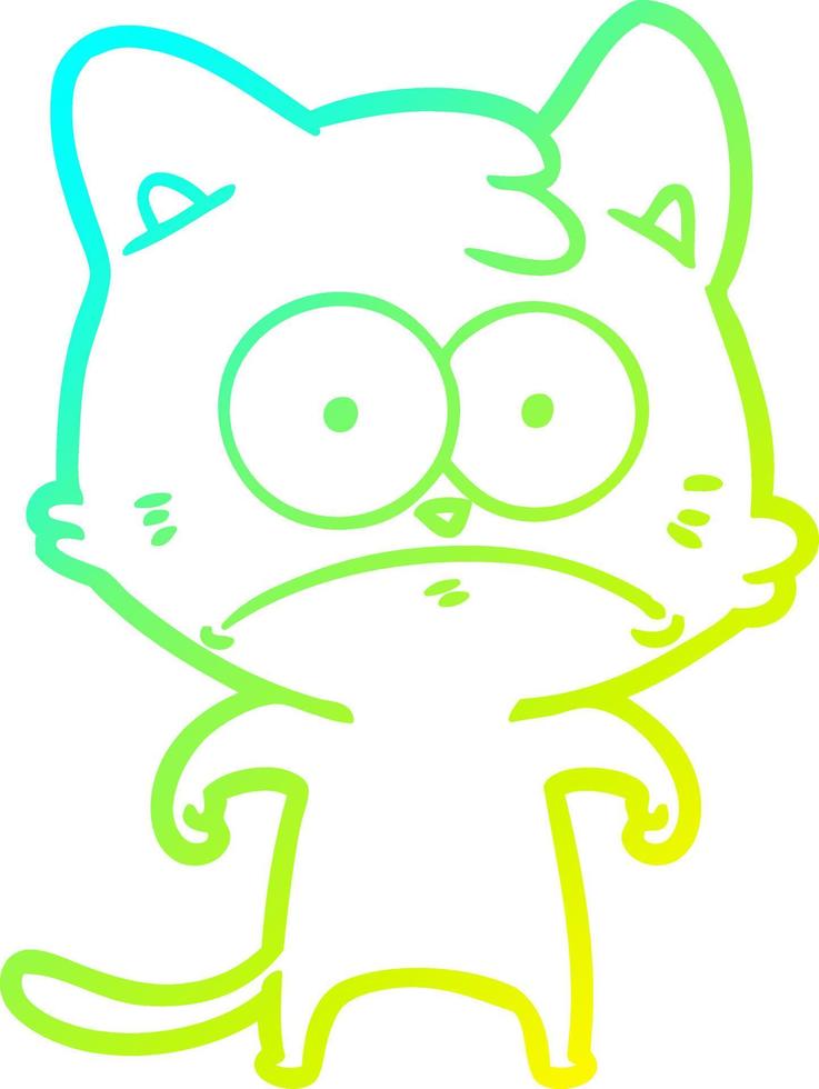 cold gradient line drawing cartoon nervous cat vector