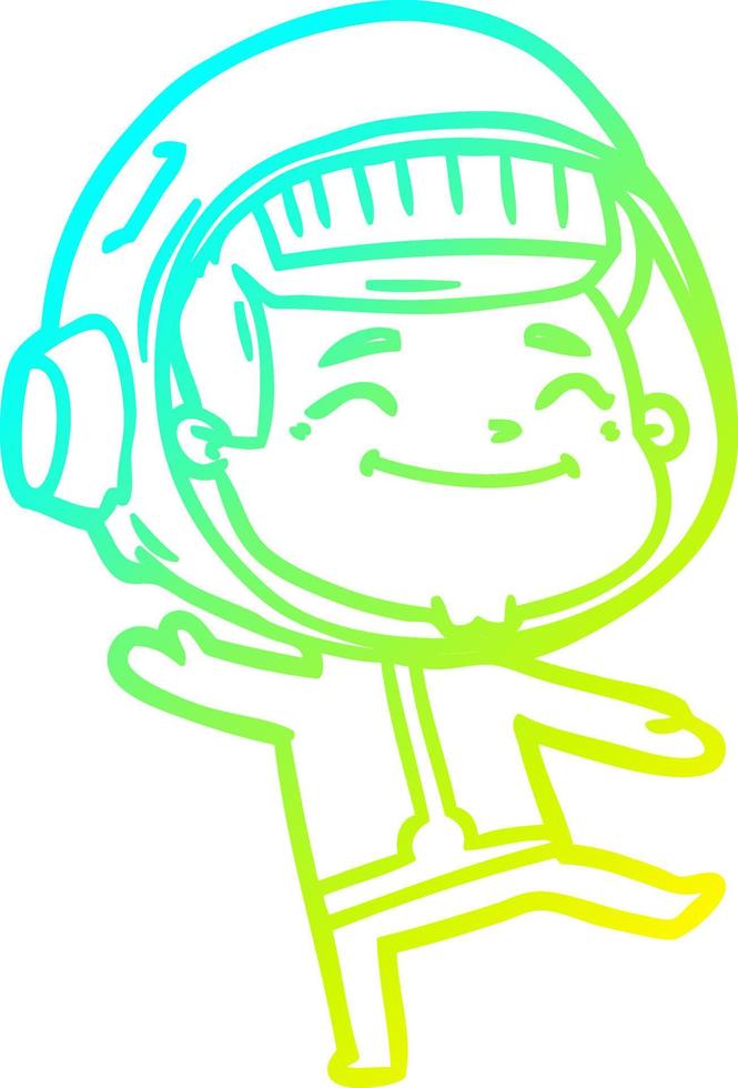 cold gradient line drawing happy cartoon astronaut vector