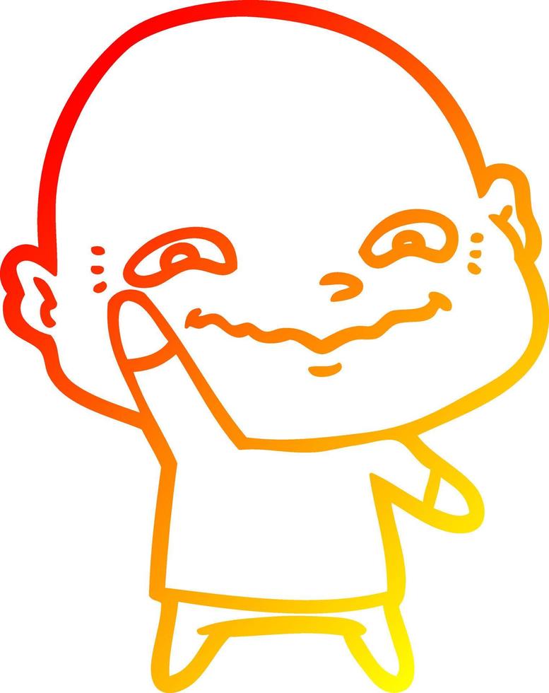 warm gradient line drawing cartoon creepy guy vector