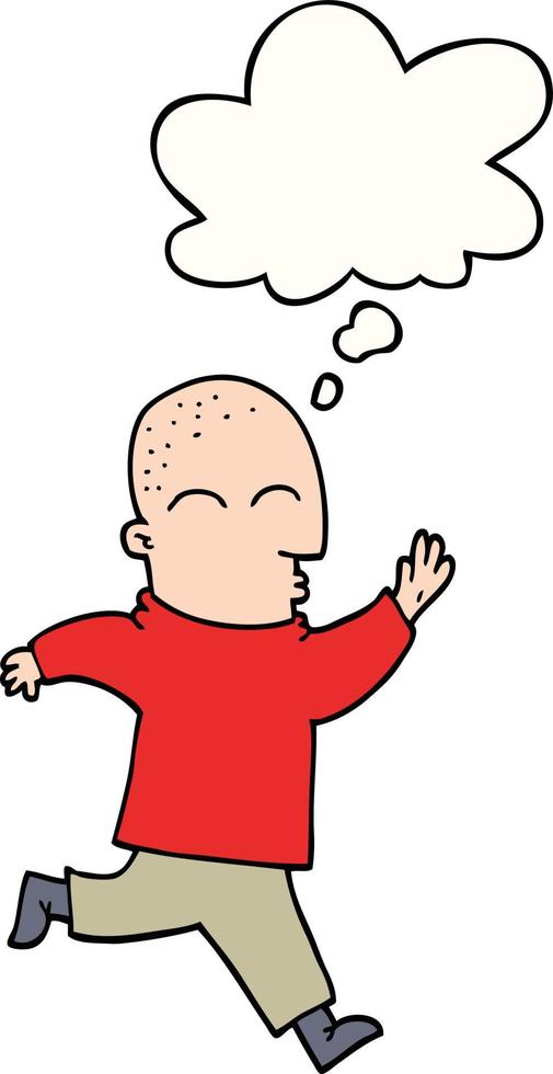 cartoon man running and thought bubble vector