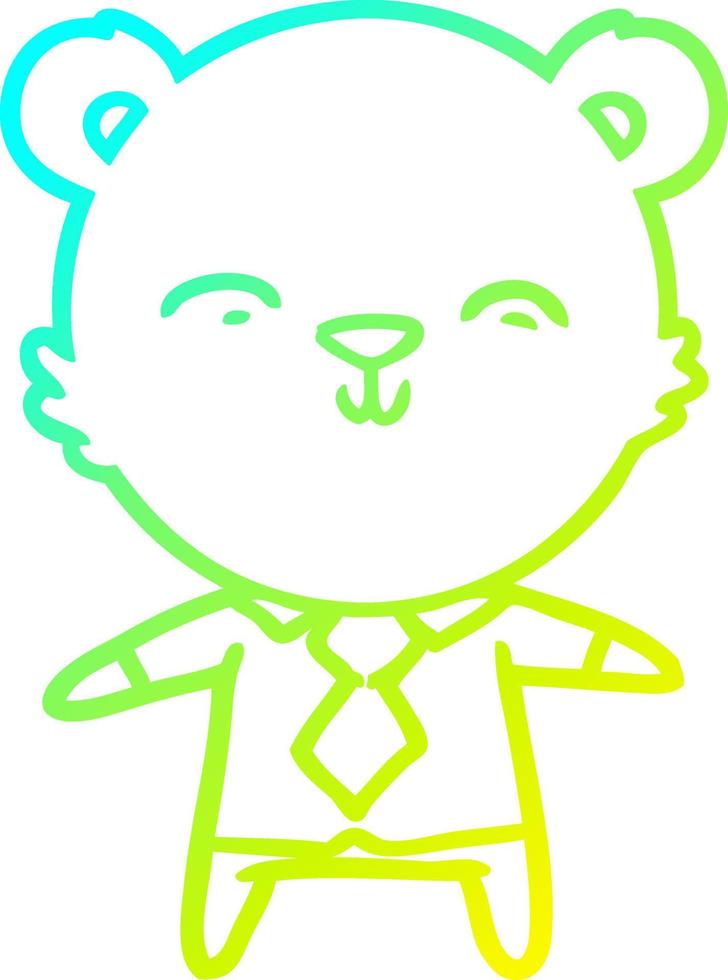 frío gradiente línea dibujo feliz dibujos animados oso polar oficinista vector