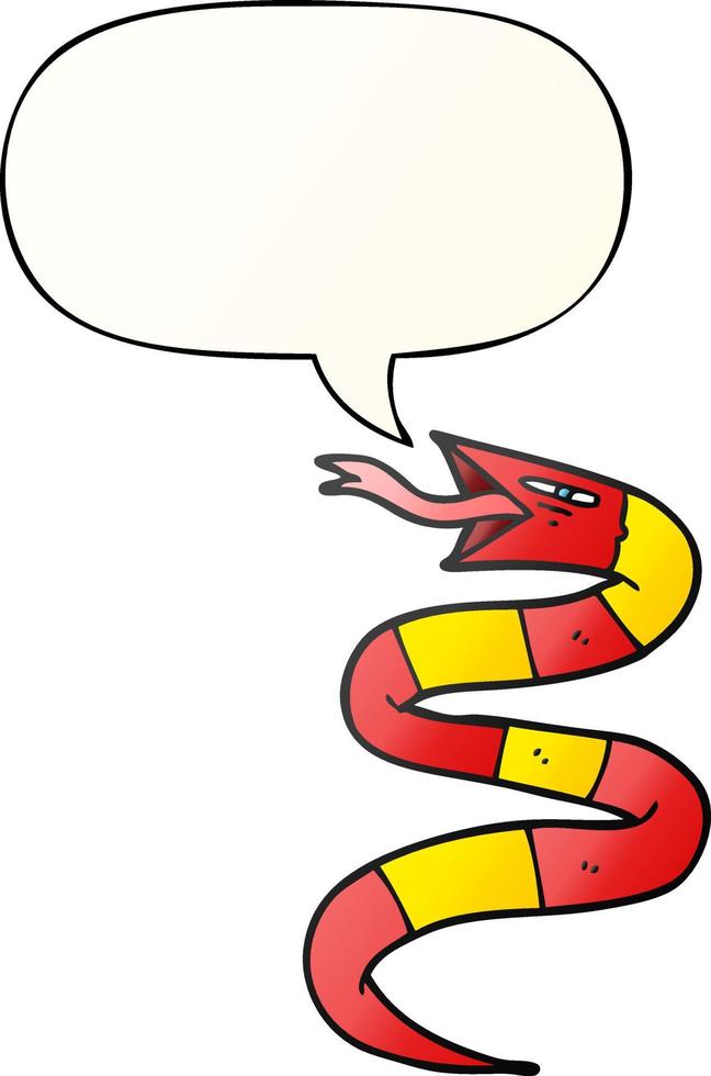 hissing cartoon snake and speech bubble in smooth gradient style vector