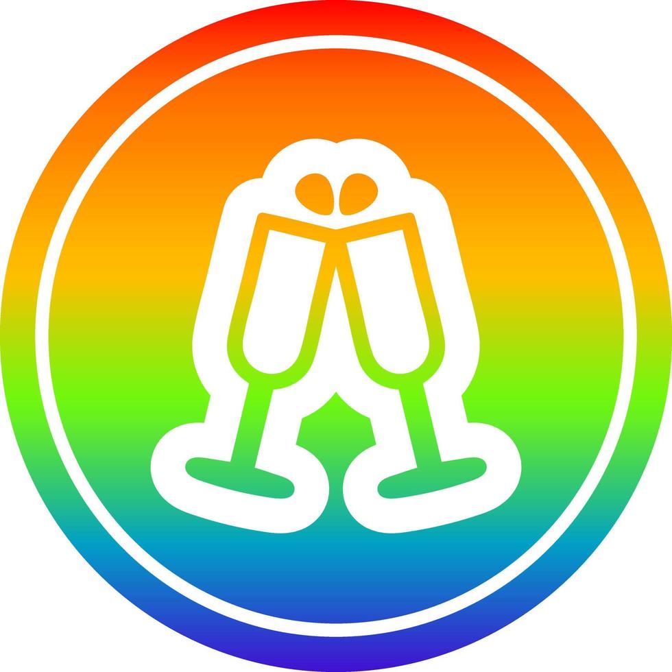 raised glasses circular in rainbow spectrum vector