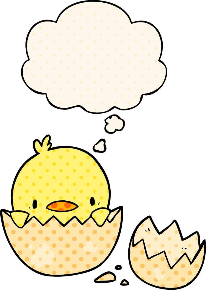 cartoon chick and thought bubble in comic book style vector