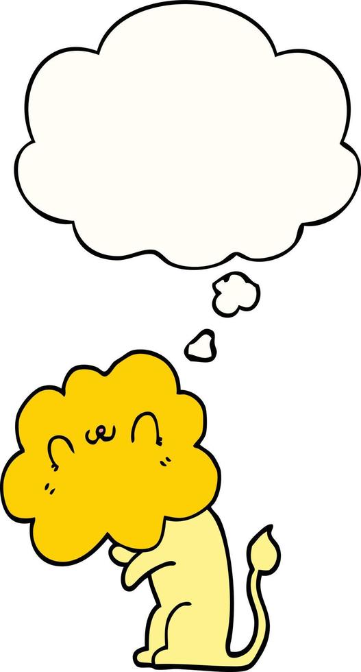 cartoon lion and thought bubble vector