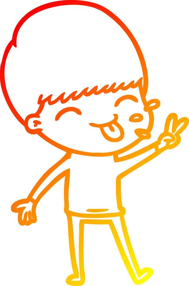 warm gradient line drawing cartoon boy vector