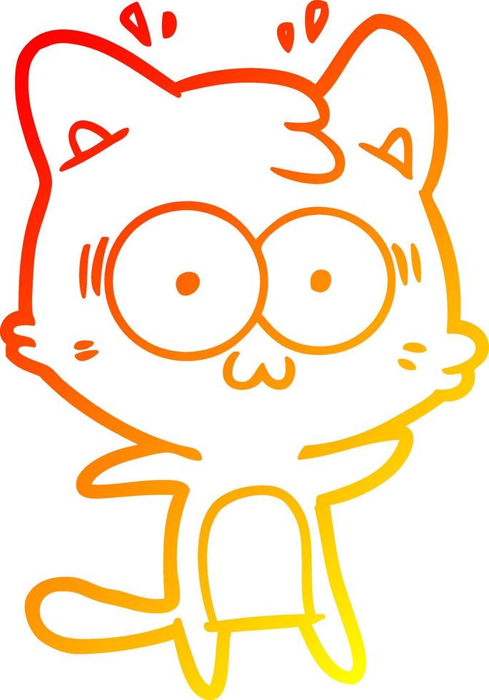 warm gradient line drawing cartoon surprised cat vector