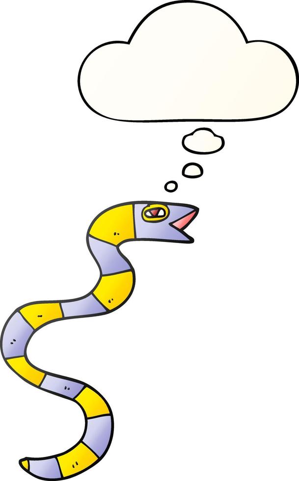 cartoon snake and thought bubble in smooth gradient style vector