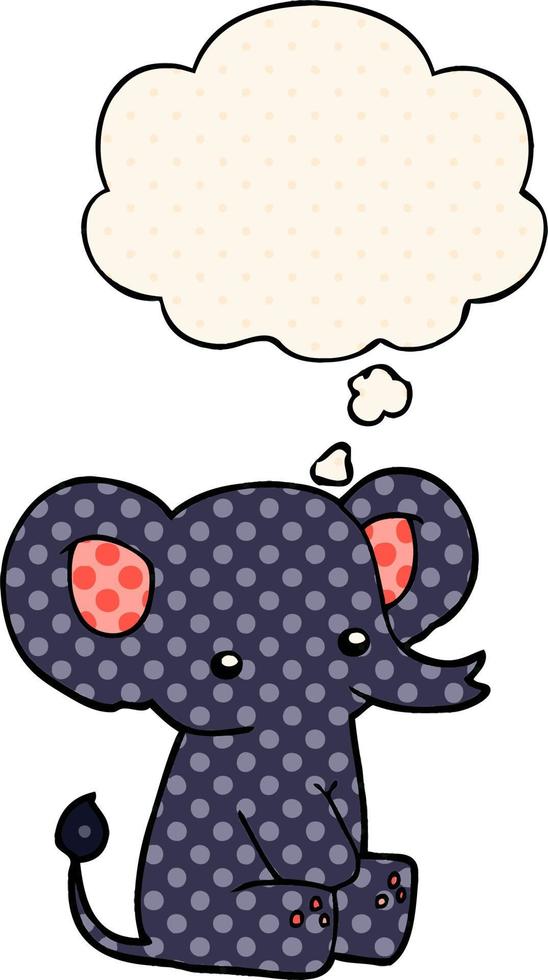 cartoon elephant and thought bubble in comic book style vector